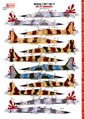 Authentic Decals 48-33 - Northrop F-5N/F Tiger II, VFC-111 Sundowners