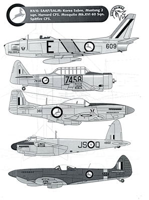 Kits at War K4/6 - SAAF/SALM: Korea Sabre, Mustang, Harvard, Mosquito ...