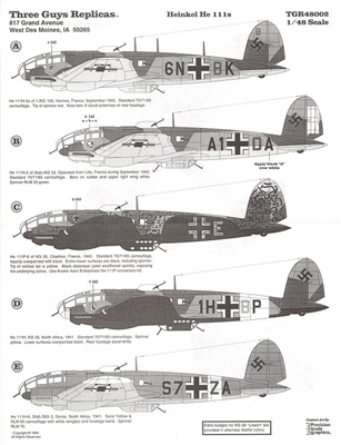 Three Guys Replicas TGR48002 - Heinkel He-111s